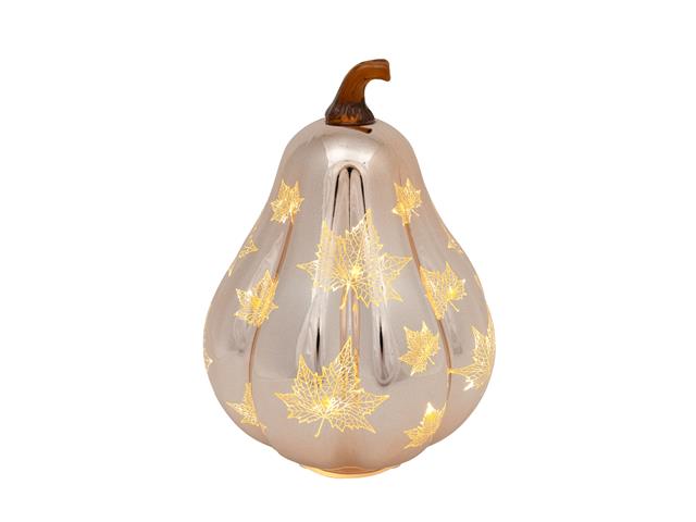8.9" LED GLASS SQUASH WITH MAPLE LEAVES (BRONZE)